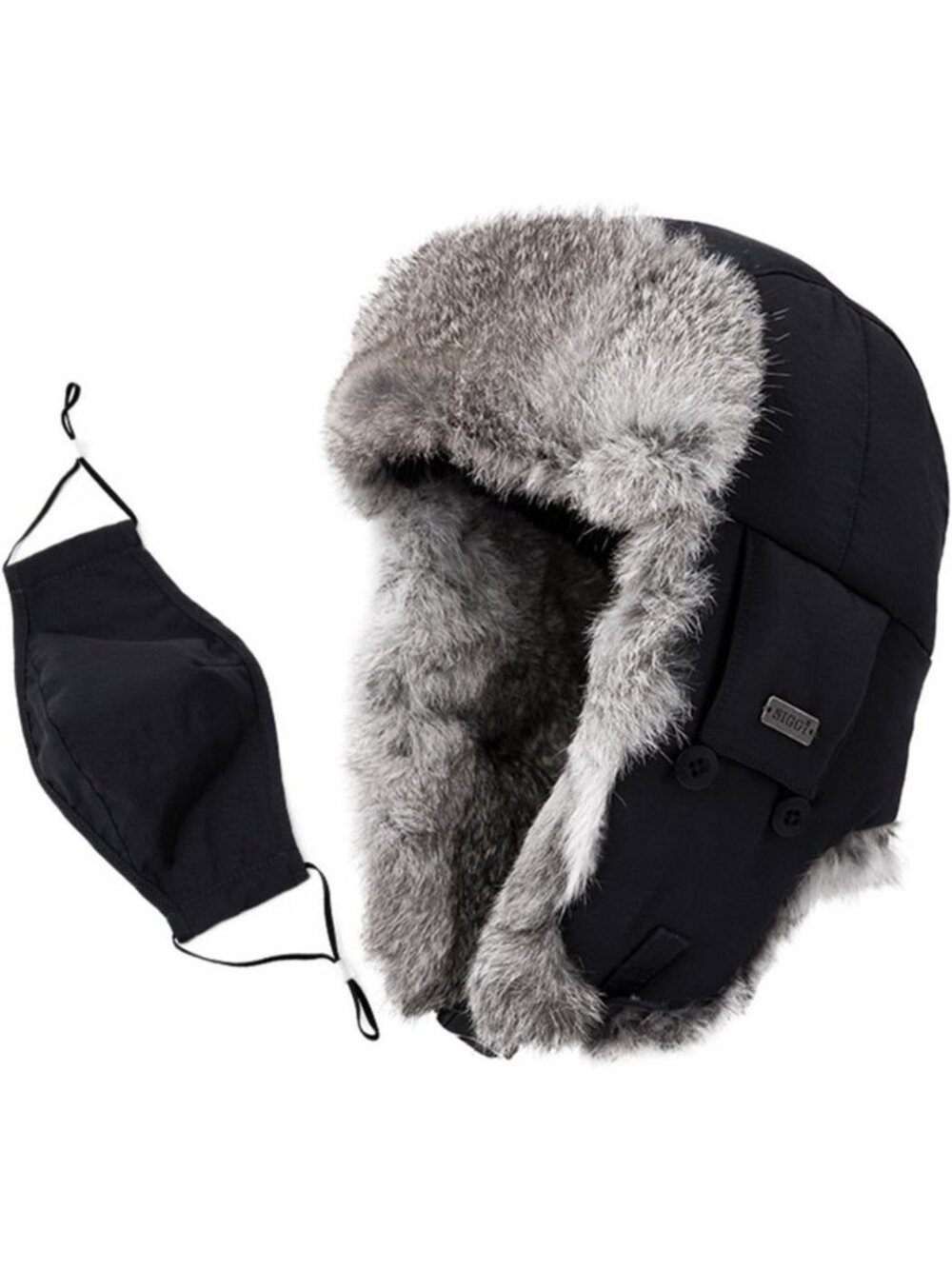 Cozy Winter Rabbit Fur Lined Russian Ushanka Earflap Trapper Hat - One Size